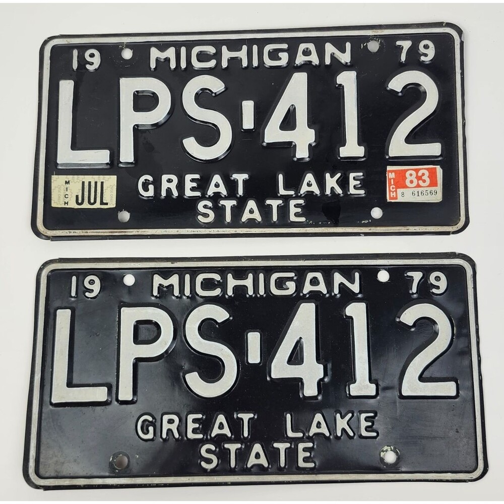 1979 State of Michigan License Plate (Set of 2) Great Lakes State LPS-412